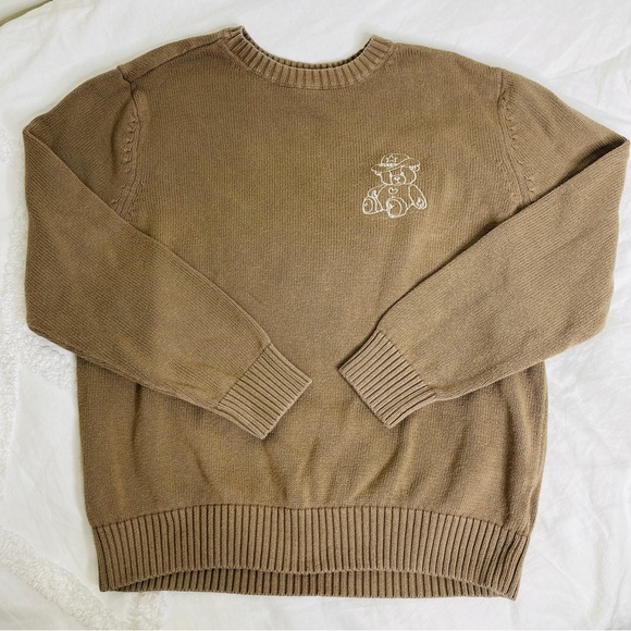 Size Brown Tan Large Cowboy Teddy Bear crew neck sweater 100% cotton - Picture 4 of 7